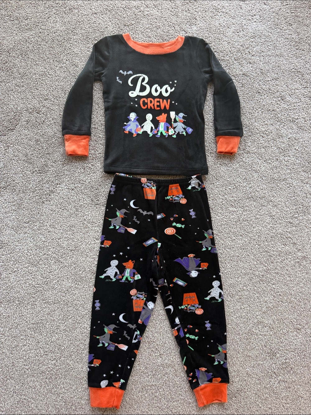 Kids Boo Crew Halloween Pajama Set - Black & Orange